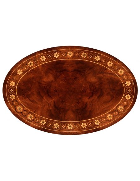 Round & Oval Side Tables Oval mahogany lamp table with gold inlay