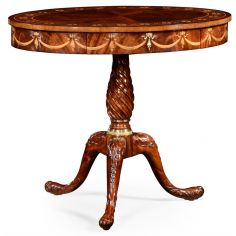 French Style Furniture Oval Shaped End Table with Drawer