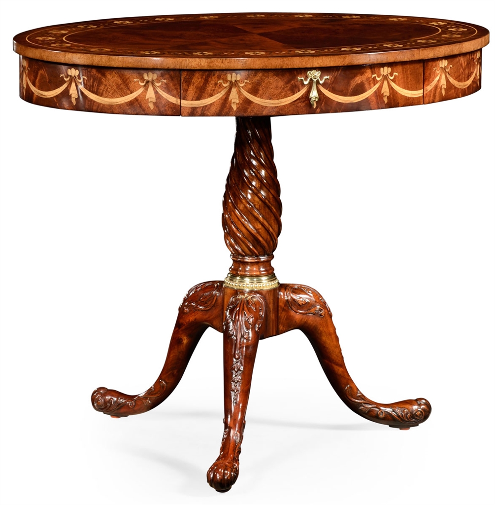 French Style Furniture Oval Shaped End Table with Drawer