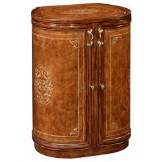 Round & Oval Side Tables Luxury locking jewelry armoire with floral mother of pearl marquetry.