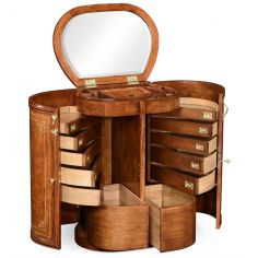 Round & Oval Side Tables Luxury locking jewelry armoire with floral mother of pearl marquetry. 2