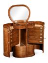 Round & Oval Side Tables Luxury locking jewelry armoire with floral mother of pearl marquetry.