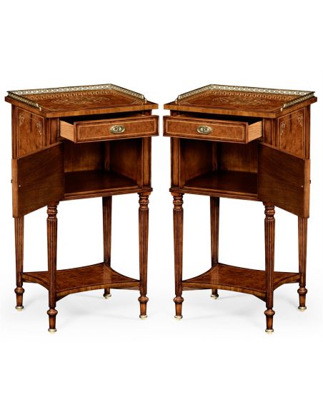 Square & Rectangular Side Tables Regency Style Laurel Burr Veneered bedside Cabinets-31