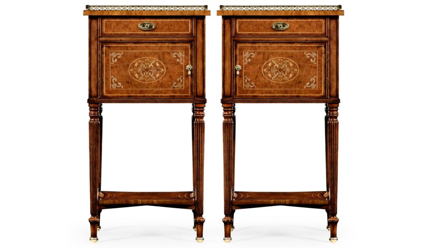 Square & Rectangular Side Tables Regency Style Laurel Burr Veneered bedside Cabinets-31