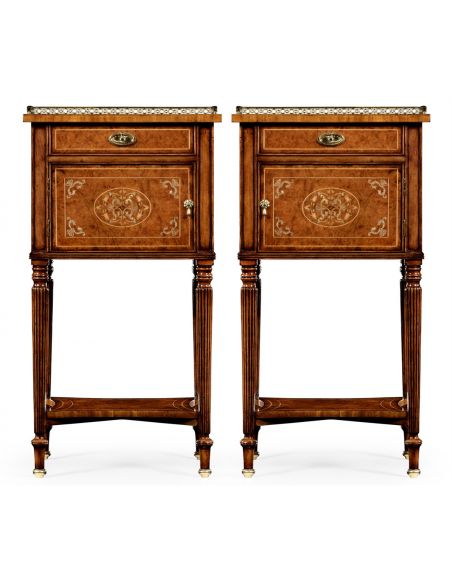 Square & Rectangular Side Tables Regency Style Laurel Burr Veneered bedside Cabinets-31