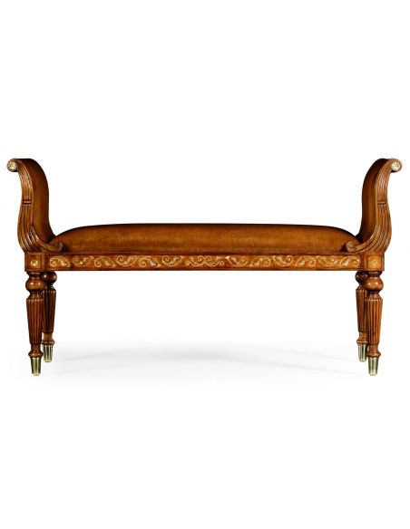 Foyer and Center Tables Laurel Burr Veneered Bench with 4 Stylist legs-52