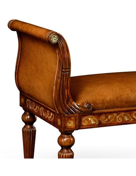 Foyer and Center Tables Laurel Burr Veneered Bench with 4 Stylist legs-52