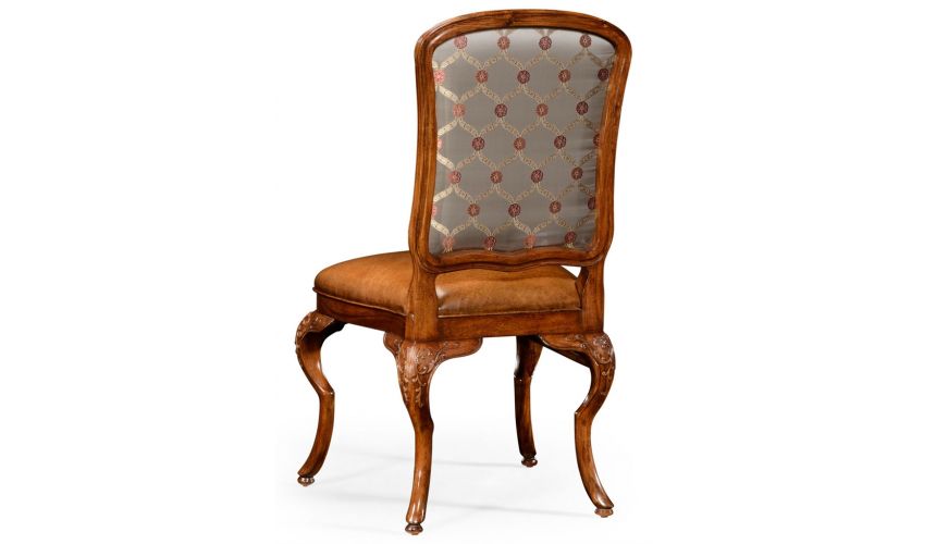 Dining Chairs Walnut Louis XV Style Side Chair With Curved Back-71
