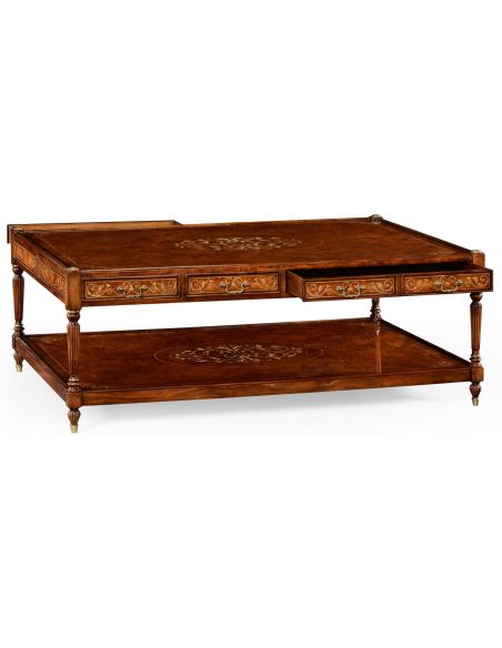 Coffee Tables Burr and mother of pearl inlaid rectangular coffee table