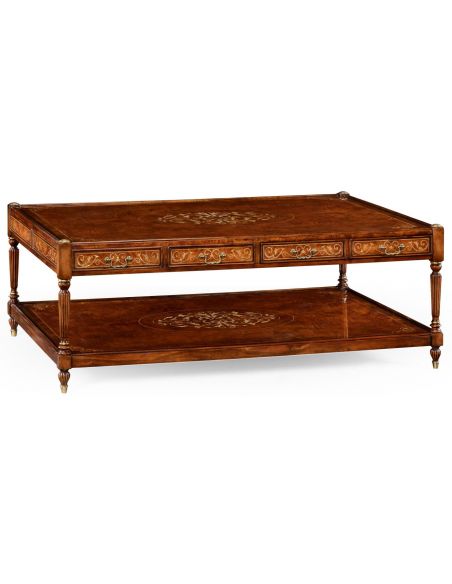 Coffee Tables Burr and mother of pearl inlaid rectangular coffee table