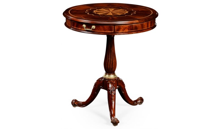 Round & Oval Side Tables Patterned Round Pedestal Table