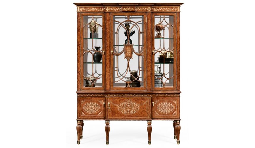 Breakfront Display Cabinet With, Hutch Glass Shelves