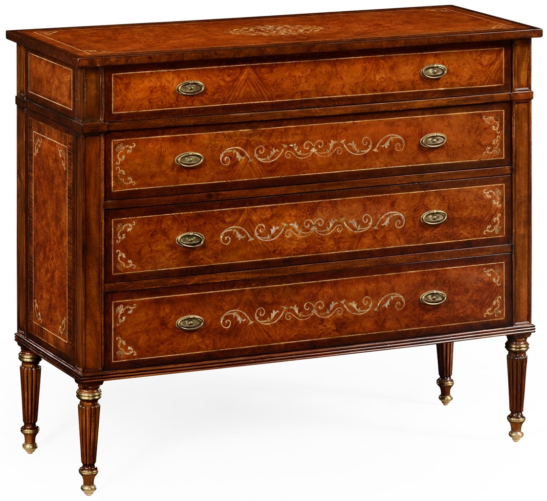 LUXURY BEDROOM FURNITURE 4 Drawer Chest with mother of pearl inlay