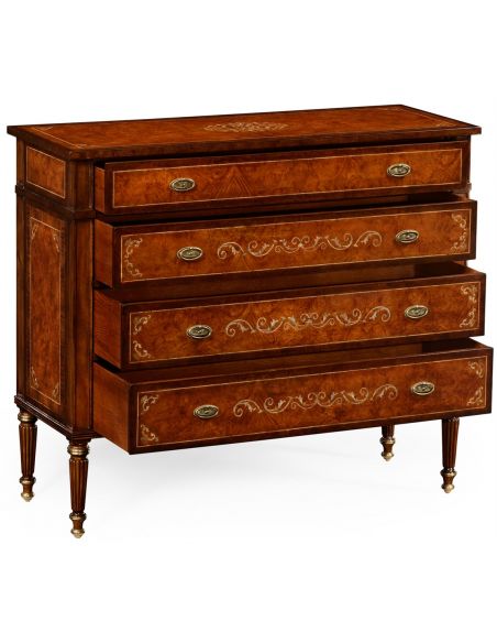 LUXURY BEDROOM FURNITURE 4 Drawer Chest with mother of pearl inlay