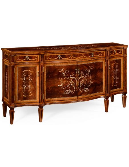 Equisite three panel mahogany side cabinet