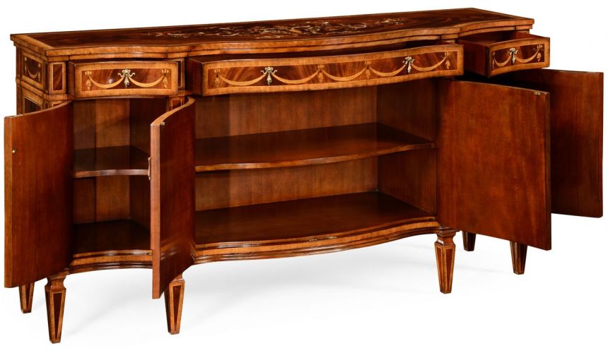 Breakfronts & China Cabinets Equisite three panel mahogany side cabinet