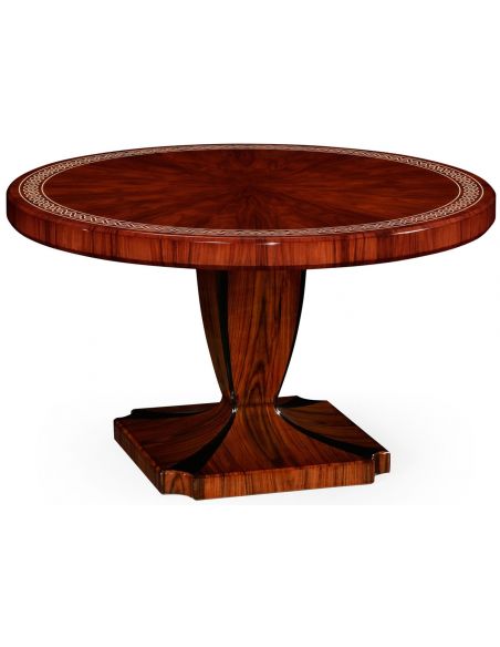 Santos rosewood dining table with pedestal leg with bone inlay