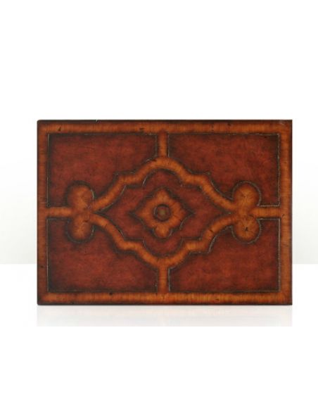 Coffee Tables Hickory and leather parquetry cocktail table