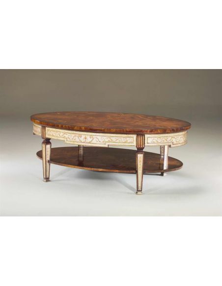Directoire mahogany oval cocktail table