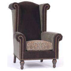 Luxury Leather & Upholstered Furniture Brown High Back Upholstered Chair