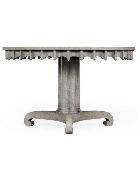 Dining Tables Stylish round dining or foyer center table. gray driftwood color oak