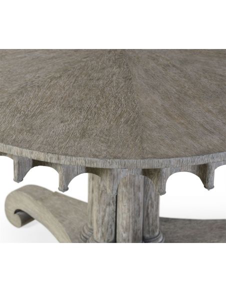 Dining Tables Stylish round dining or foyer center table. gray driftwood color oak