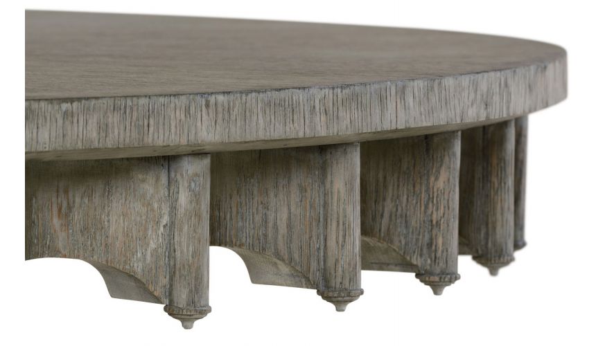 Dining Tables Stylish round dining or foyer center table. gray driftwood color oak