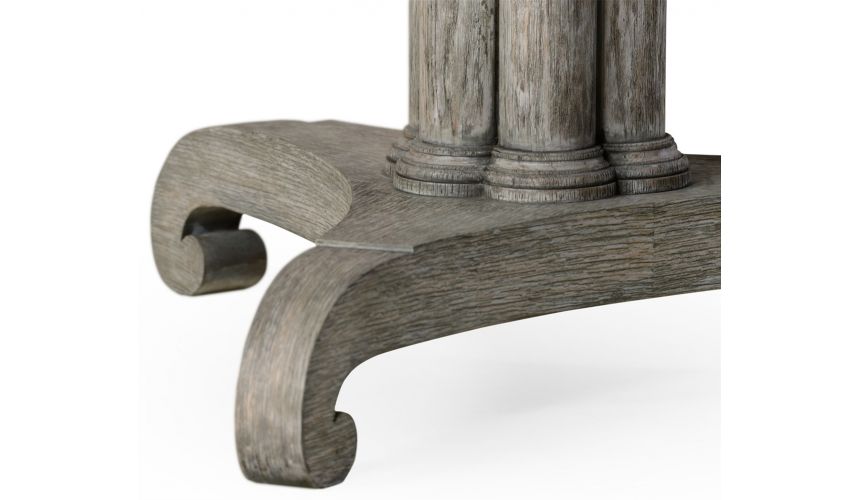 Dining Tables Stylish round dining or foyer center table. gray driftwood color oak