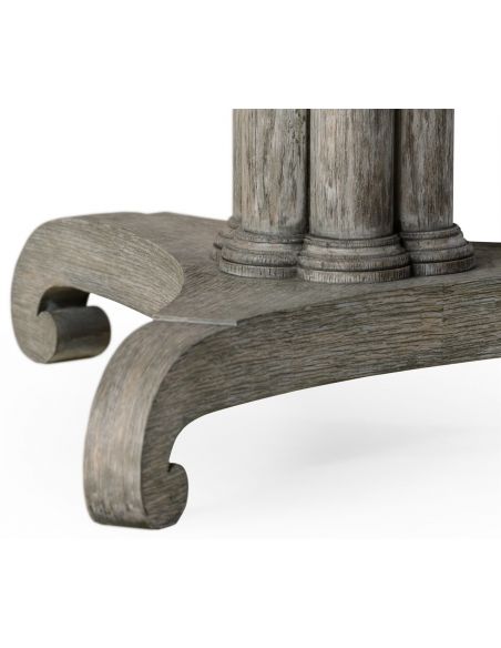 Dining Tables Stylish round dining or foyer center table. gray driftwood color oak