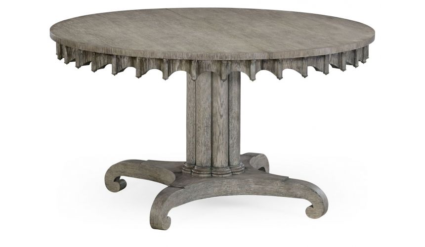 Dining Tables Round to oval dining table, gray driftwood color oak