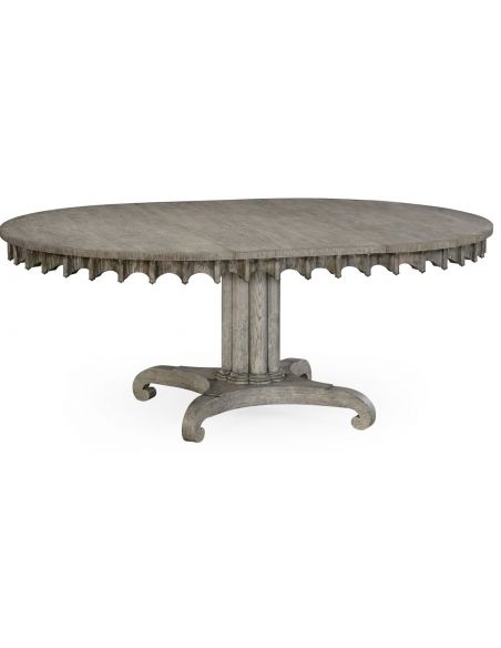 Dining Tables Round to oval dining table, gray driftwood color oak