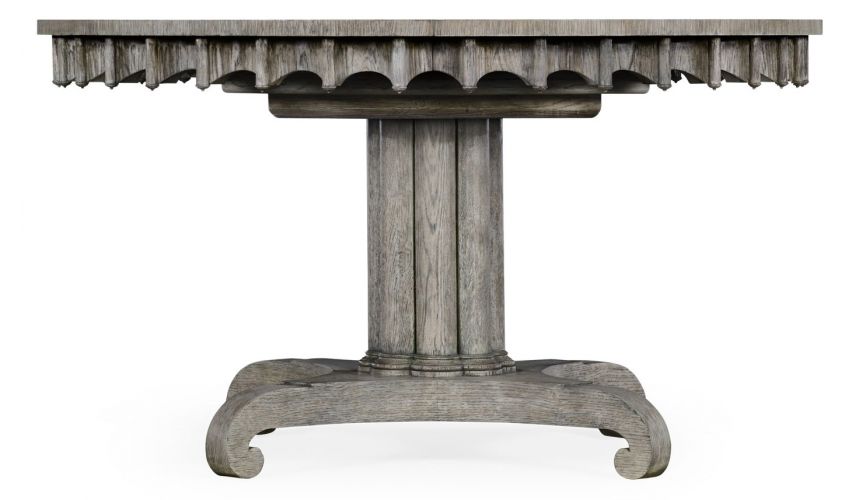 Dining Tables Round to oval dining table, gray driftwood color oak