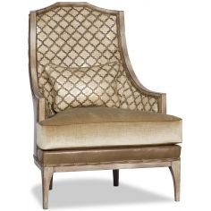 Luxury Leather & Upholstered Furniture Lattice Pattern Accented Arm Chair