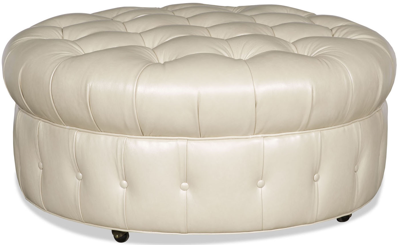 Luxury Leather & Upholstered Furniture Tufted Round Leather Ottoman