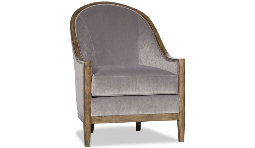 Luxury Leather & Upholstered Furniture Transitional Style Dove Finish Chair