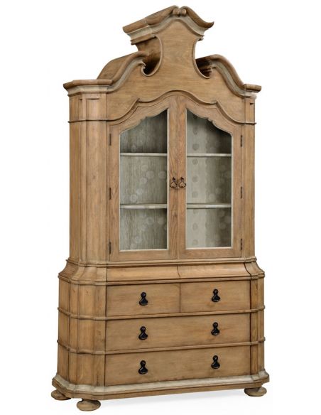 Oulton cabinet with glass doors and wooden shelves
