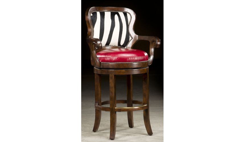 Luxury Leather & Upholstered Furniture Zebra hide bar stool. 65