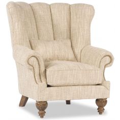 CHAIRS, Leather, Upholstered, Accent Fan Back Arm Chair