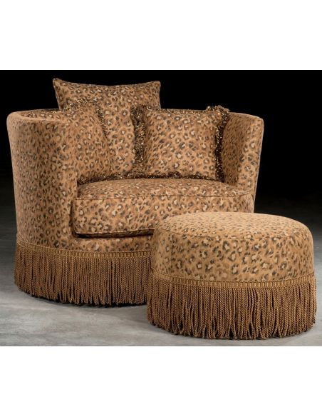 Leopard Print Swivel Barrel Chair