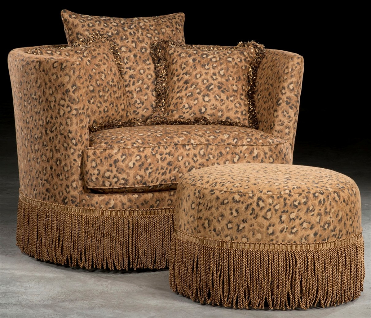 Leopard Print Swivel Barrel Chair.