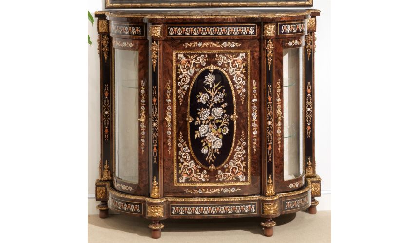 Breakfronts & China Cabinets 11 Venetian style Credenza. Mother of pearl flower inlays.