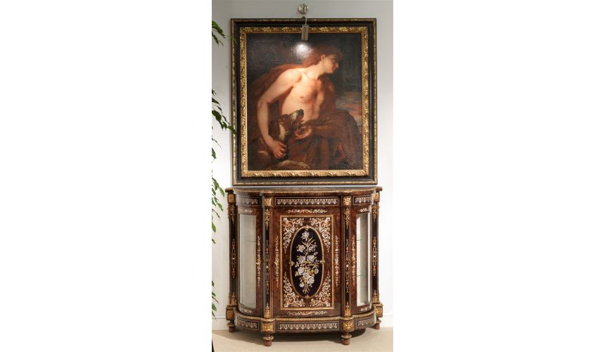 Breakfronts & China Cabinets 11 Venetian style Credenza. Mother of pearl flower inlays.