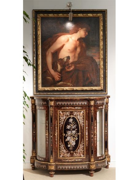 Breakfronts & China Cabinets 11 Venetian style Credenza. Mother of pearl flower inlays.