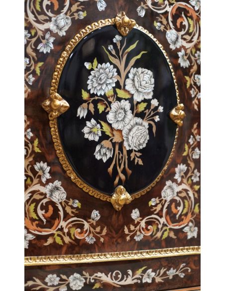 Breakfronts & China Cabinets 11 Venetian style display case. Mother of pearl flower inlays.