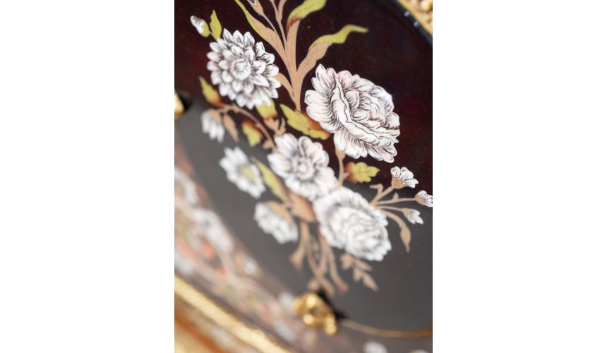 Breakfronts & China Cabinets 11 Venetian style display case. Mother of pearl flower inlays.