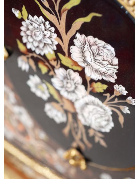 Breakfronts & China Cabinets 11 Venetian style display case. Mother of pearl flower inlays.