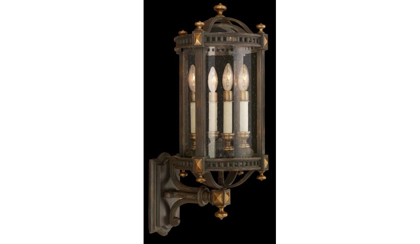 Lighting Wall mount of weathered woodland brown with gold highlights