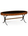 Coffee Tables Hammered iron and burr oval coffee table.