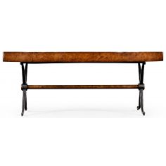 Coffee Tables Hammered iron and burr oval coffee table. 2