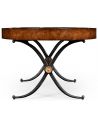 Coffee Tables Hammered iron and burr oval coffee table.